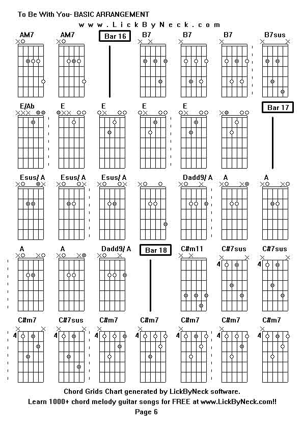 Chord Grids Chart of chord melody fingerstyle guitar song-To Be With You- BASIC ARRANGEMENT,generated by LickByNeck software.